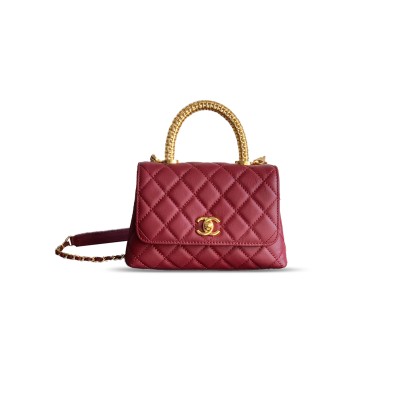 CHANEL MINI 25A CALFSKIN QUILTED TOP HANDLE FLAP BAG AS2212 (19*13*9cm)
